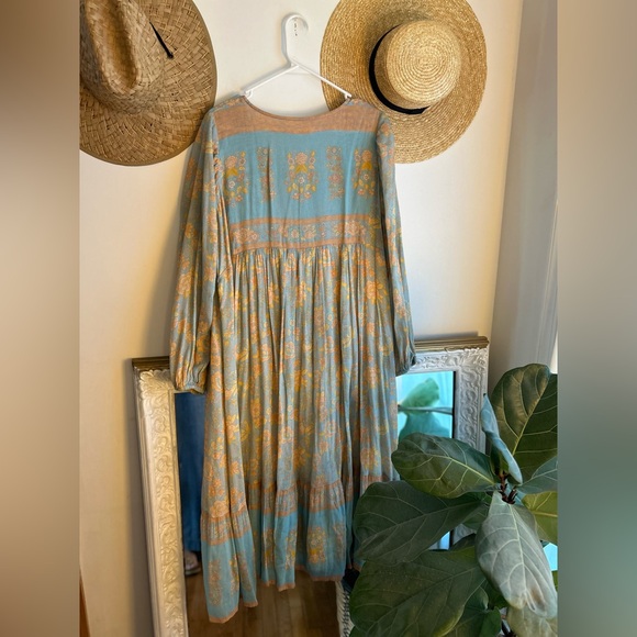 Spell Juniper Boho Midi Dress Eggshell Blue size medium - Picture 5 of 9